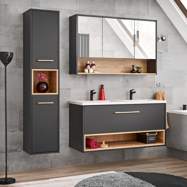 FLHF White Ceramic Rectangular Bathroom Sink with Faucet and Overflow